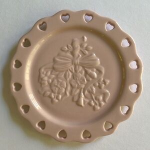 LONGABERGER Pink Ceramic Sweetest Heart Candle Plate
